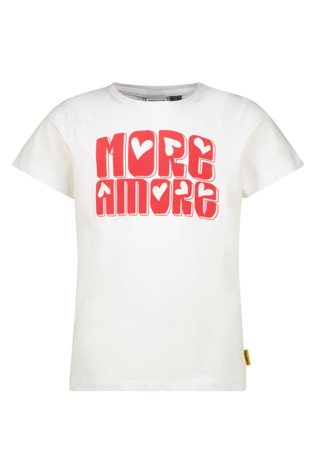 Witte meisjes Vingino T-shirt van stretchkatoen met printopdruk, korte mouwen en ronde hals