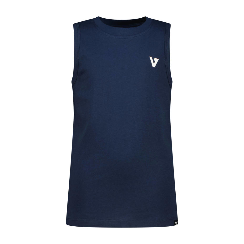 Donkerblauwe jongens Vingino tanktop van katoen met effen en ronde hals