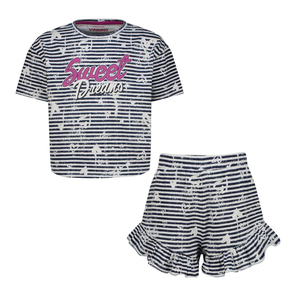Vingino shortama blauw/wit