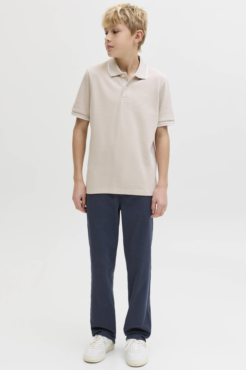 Donkerblauwe jongens JACK & JONES JUNIOR relaxed sweatpants van katoen met regular waist en trekkoorden