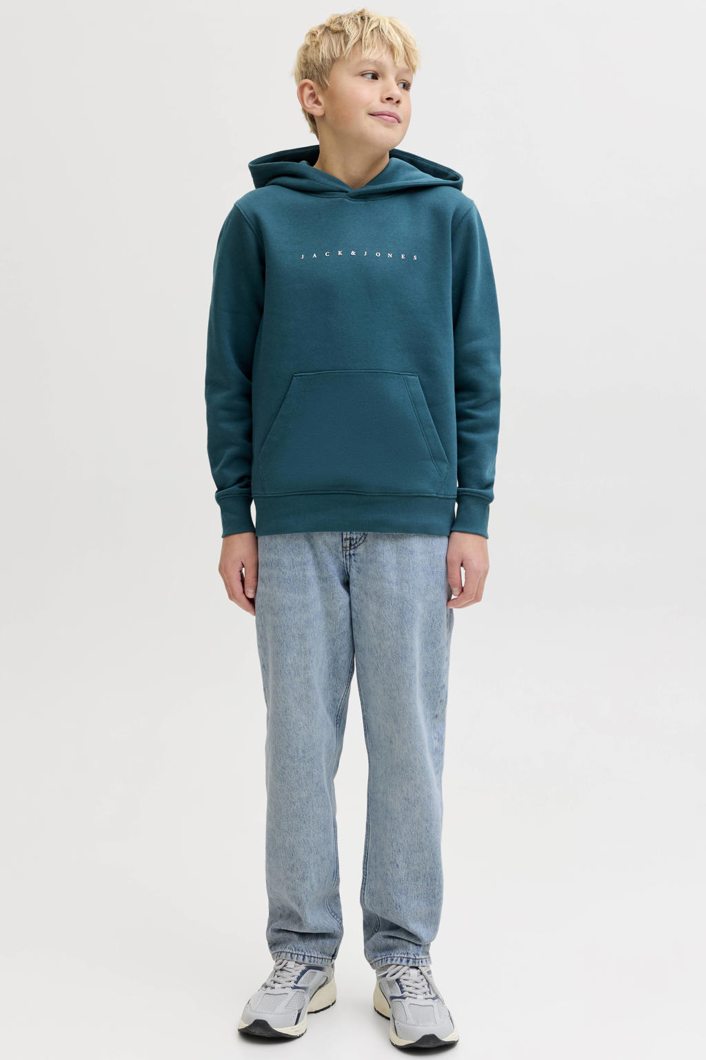 Light blue denim jongens JACK & JONES JUNIOR loose fit jeans baggy jeans van katoen met relaxed, regular waist en effen