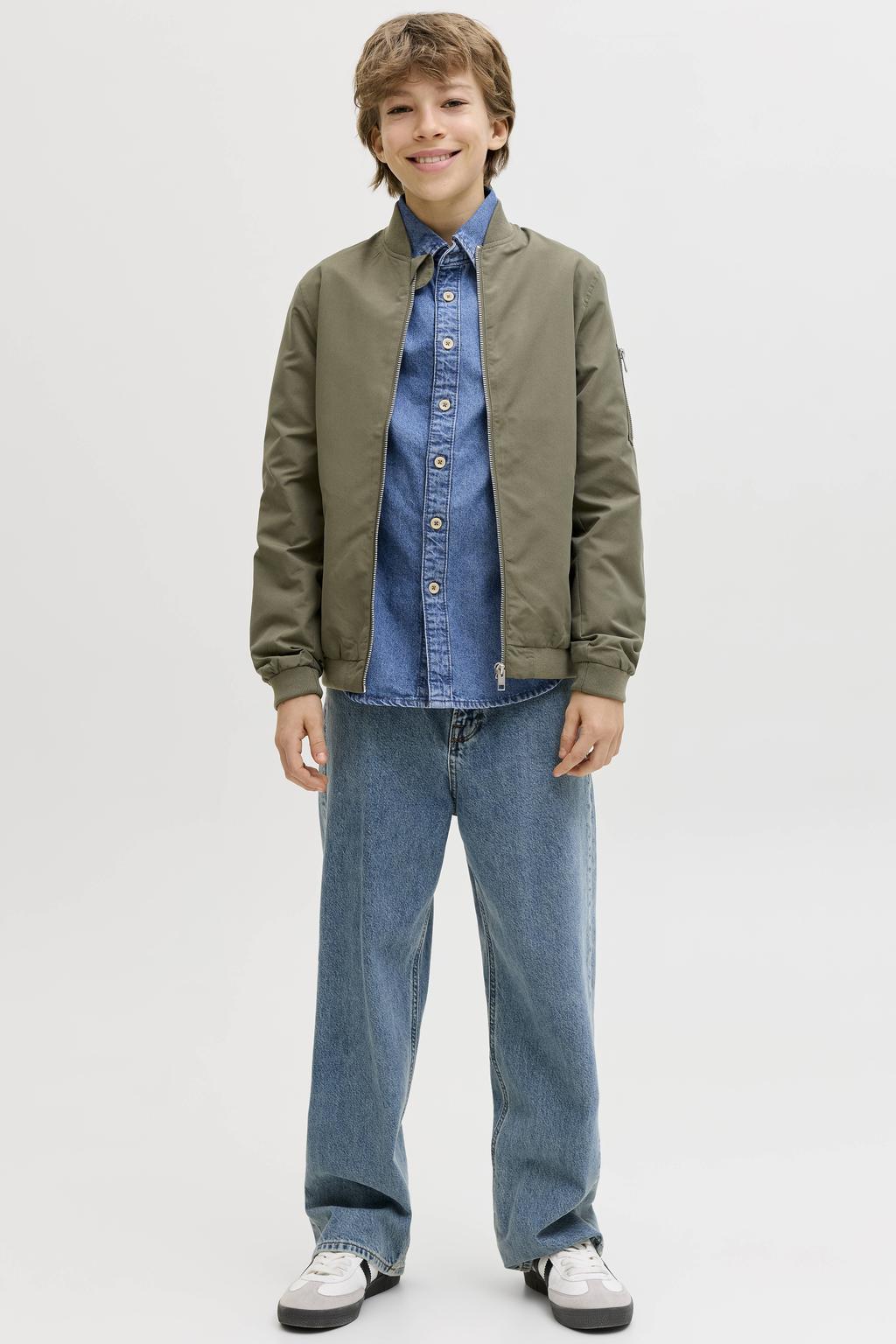 JACK & JONES JUNIOR denim overhemd medium blue denim