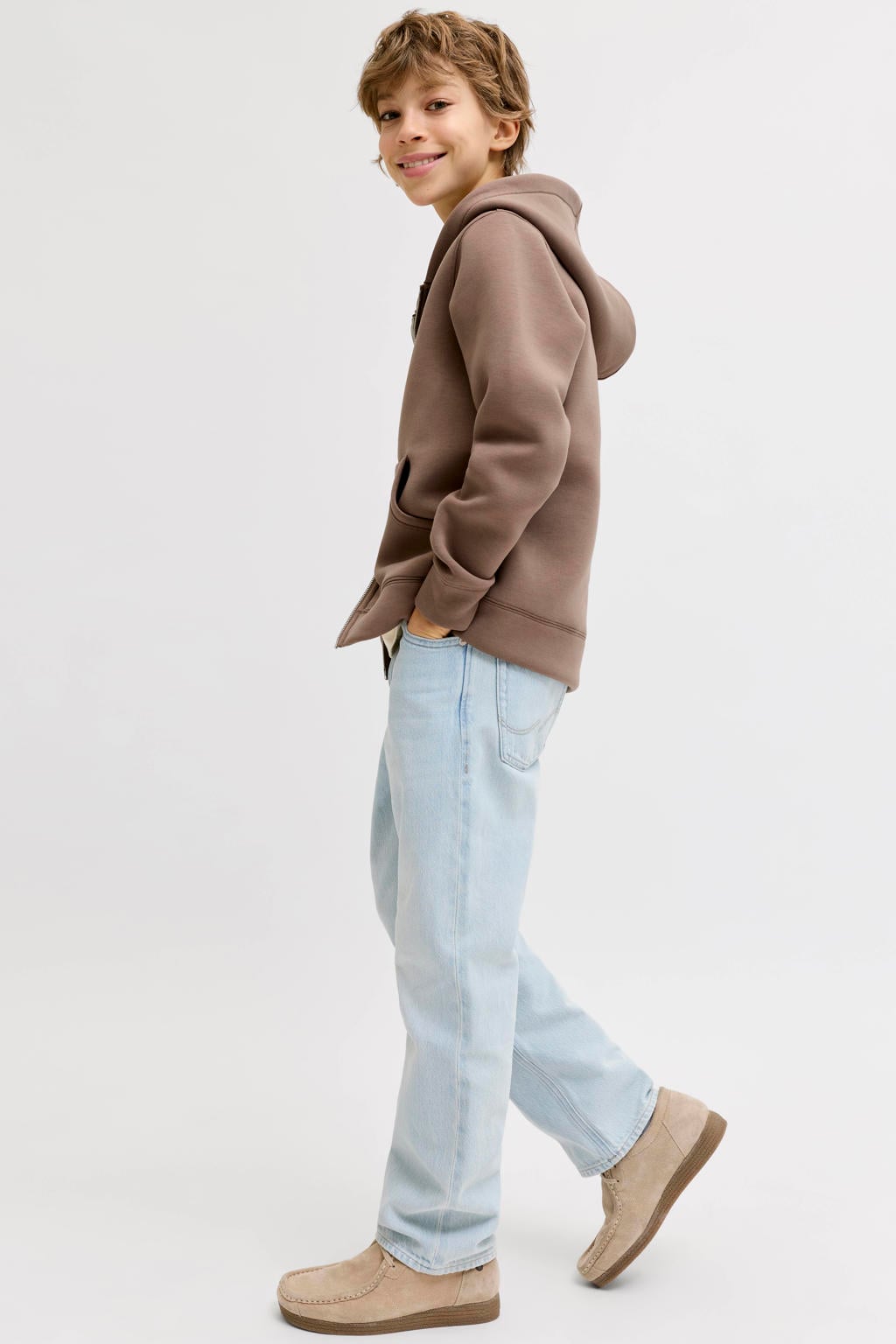 Light blue denim jongens JACK & JONES JUNIOR loose fit jeans van denim met relaxed, regular waist en effen