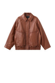 thumbnail: Mango leren bomberjack cognac