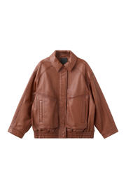 thumbnail: Mango leren bomberjack cognac