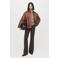 Mango leren bomberjack cognac