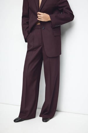 straight high waist broek donkerrood