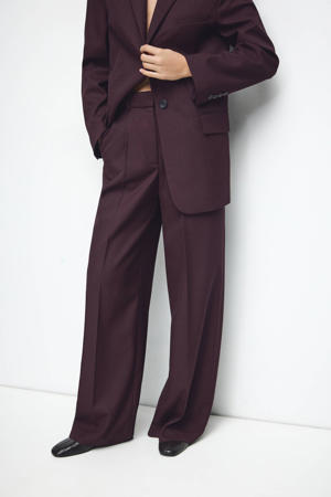 straight high waist broek donkerrood