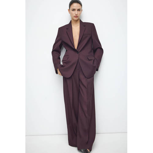 Mango straight high waist broek donkerrood afbeelding
