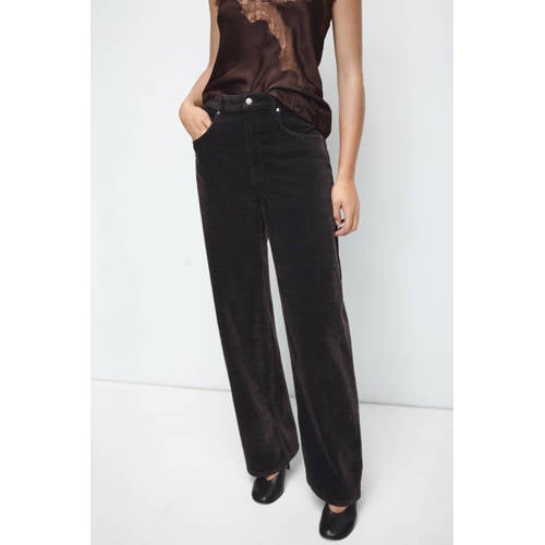 Mango high waist straight leg jeans black denim afbeelding