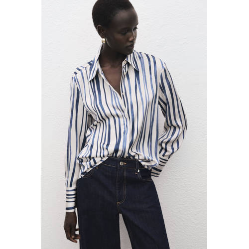 Mango gestreepte blouse ecru afbeelding