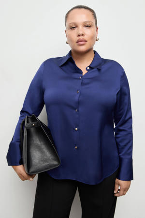 satijnen blouse blauw