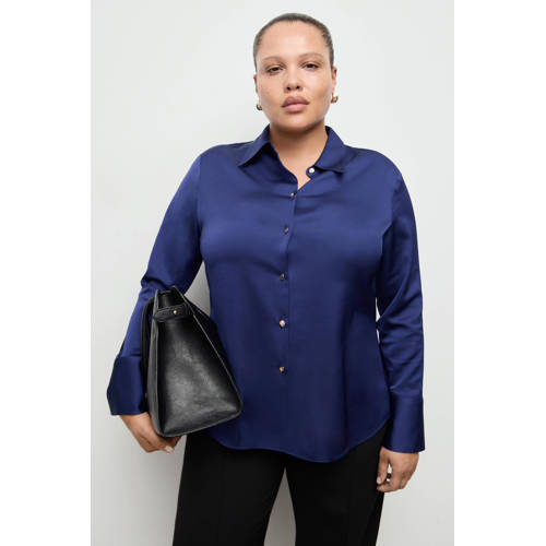 Mango satijnen blouse blauw afbeelding