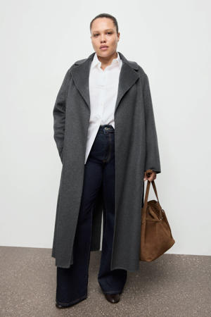 wollen trenchcoat grijs