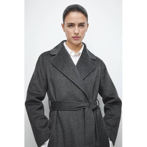 Mango wollen trenchcoat grijs afbeelding