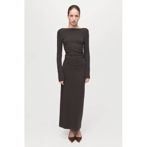 Mango maxi jurk grijsbruin afbeelding