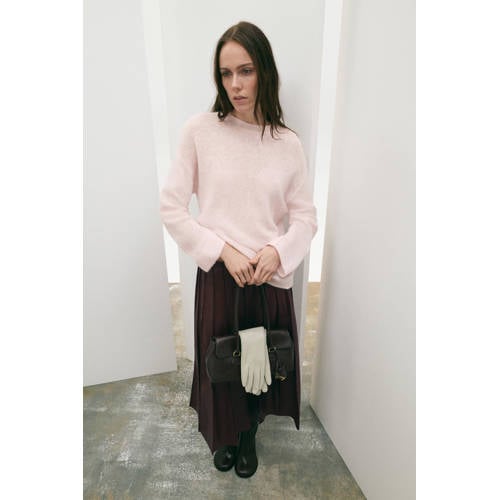 Mango imitatieleren plissé rok donkerrood afbeelding