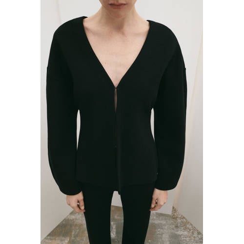 Mango gebreid vest zwart afbeelding
