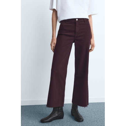 Mango high waist straight leg jeans donkerrood afbeelding