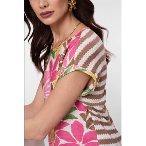 Geisha gebloemde T-shirt multi afbeelding