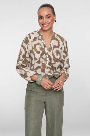blousetop groen broderie