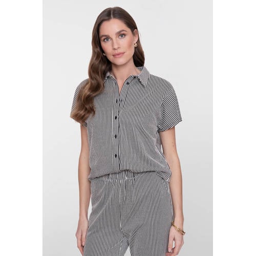 Geisha gestreepte blouse zwart afbeelding