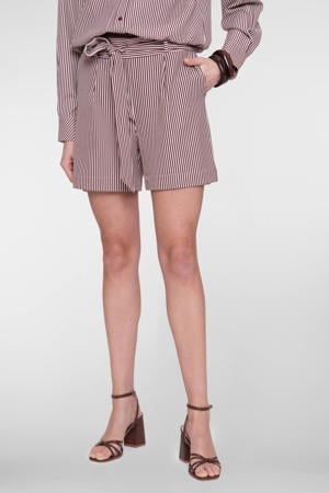 straight high waist gestreepte casual short donkerrood