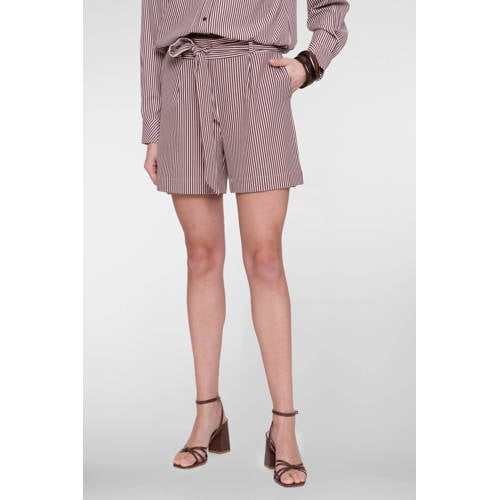 Geisha straight high waist gestreepte casual short donkerrood afbeelding