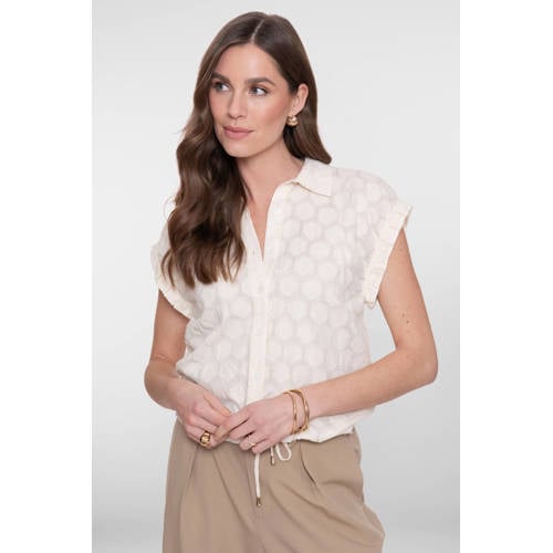 Geisha blouse ecru met lurex afbeelding