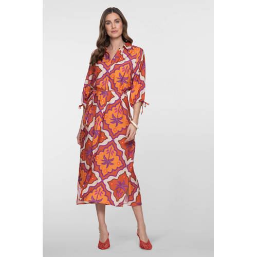 Geisha blousejurk met all over print oranje afbeelding