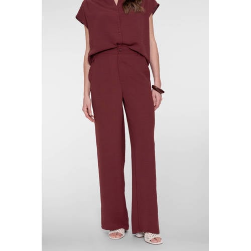 Geisha pantalon met hoge taille en riemlussen roodbruin afbeelding