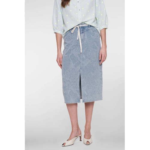 Geisha denim gebloemde spijkerrok light blue denim afbeelding