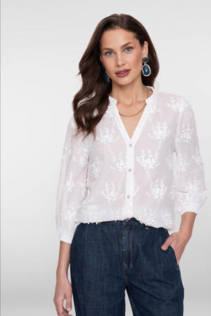 gebloemde blouse wit