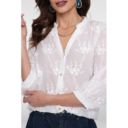 Geisha gebloemde blouse wit afbeelding
