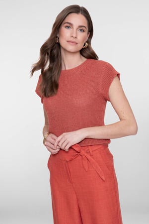 top koraalrood grof gebreid