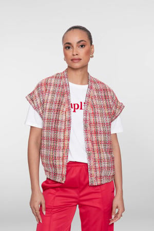 geruit gilet rood
