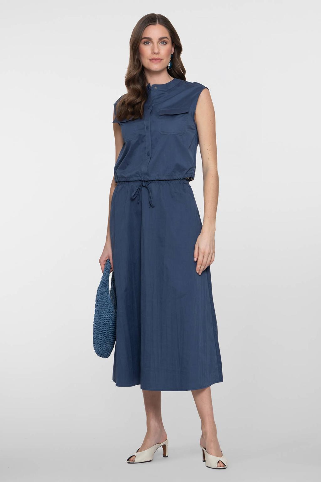 Blauwe dames Geisha A-lijn rok gemaakt van polyester en met elastische tailleband met koord