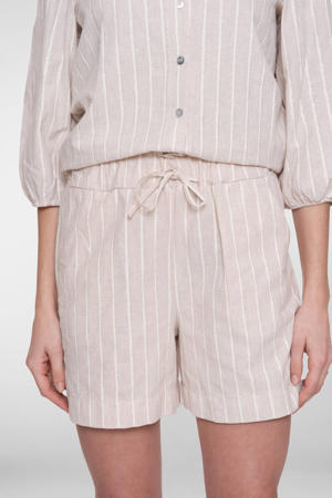 regular waist casual short met krijtstreep beige
