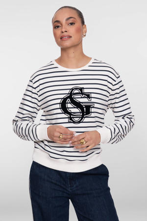 gestreepte sweater marineblauw