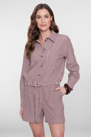 gestreepte blouse met krijtstreep donkerrood