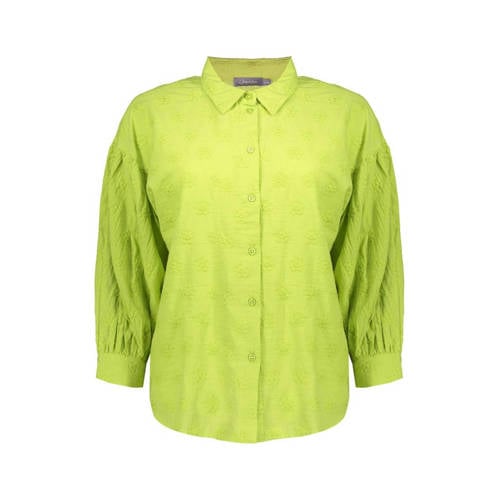 Geisha blouse limegroen broderie afbeelding