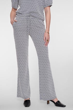 high waist flared broek donkerblauw