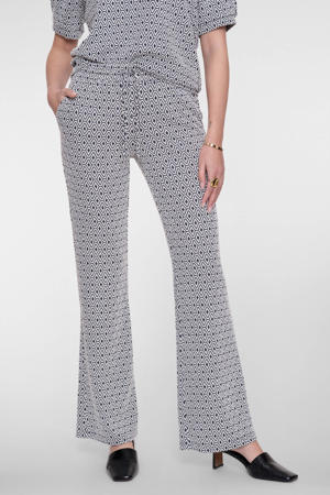 high waist flared broek donkerblauw