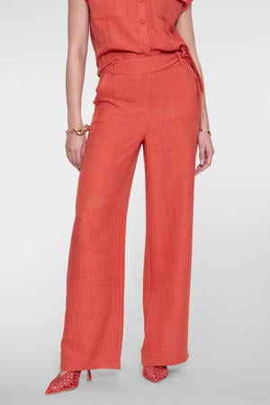 straight high waist broek koraalrood