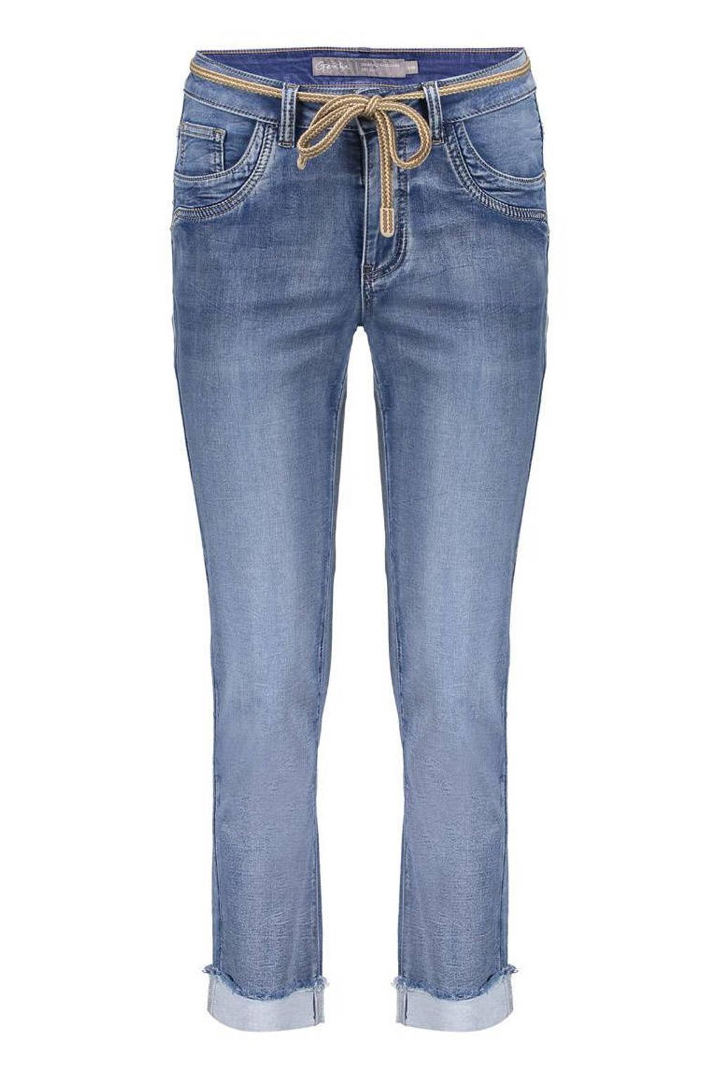 Medium blue denim dames Geisha skinny jeans van denim met regular waist, rits- en knoopsluiting en effen