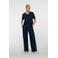 Geisha wide leg regular waist gestreepte casual broek donkerblauw