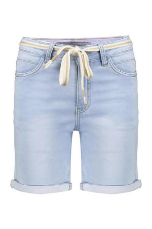 slim regular waist short light blue denim