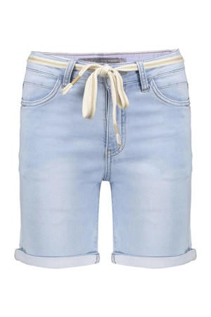 slim regular waist short light blue denim