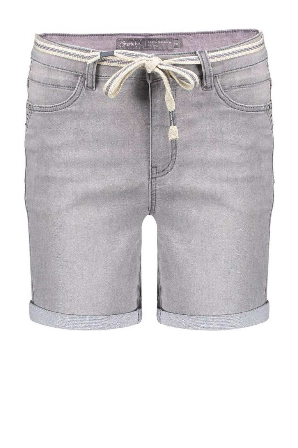 Grey denim dames Geisha slim regular waist short van denim met effen