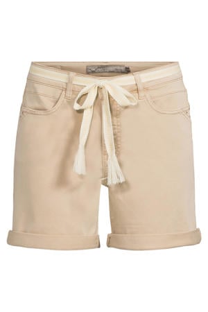 slim regular waist denim short beige